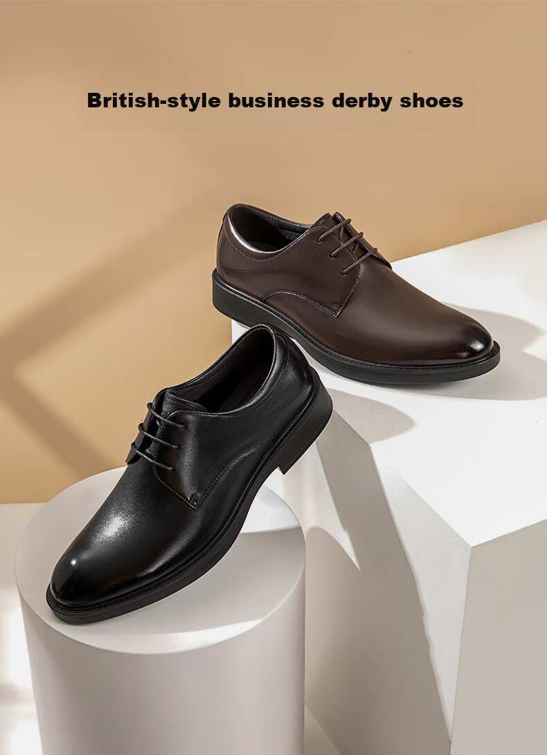 Aokang Business Formal Leather Derby Shoes Lightweight Luxury Wedding Shoes Black Size 39 1