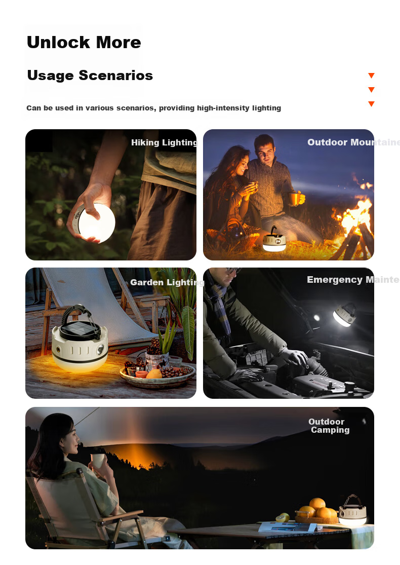 Xiaoyeren Solar Outdoor Camping Light Long-lasting Tent Atmosphere Yard Rechargeable Night Market Small Hanging Lamp 8