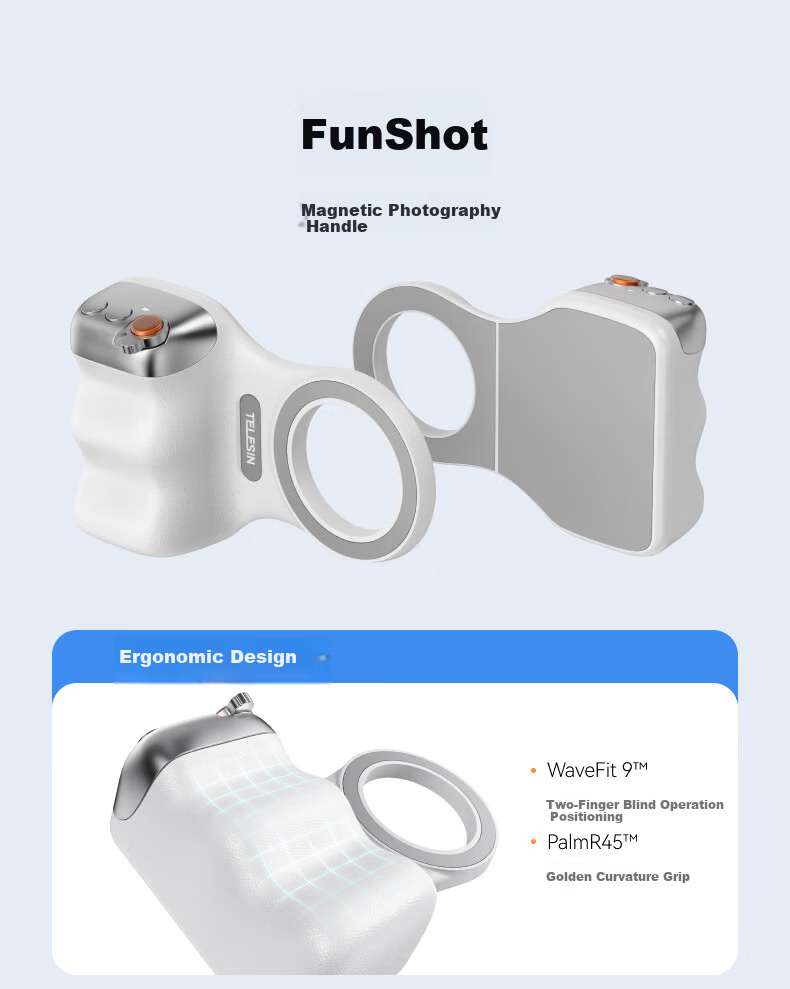 TELESIN Mobile Photography Handle Master Imaging Handle Magnetic Phone Stabilizer Handheld Camera Grip Compatible with Apple Huawei Xiaomi Bluetooth Infinite Zoom Anti-Shake Assistant 5