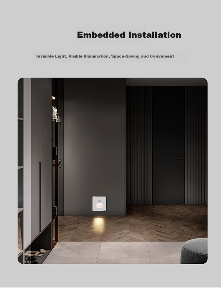 NVC Human Sensor Smart Night Light 86 Embedded Footlight Spotlight Corridor Passageway Light with Delay Off Function 4