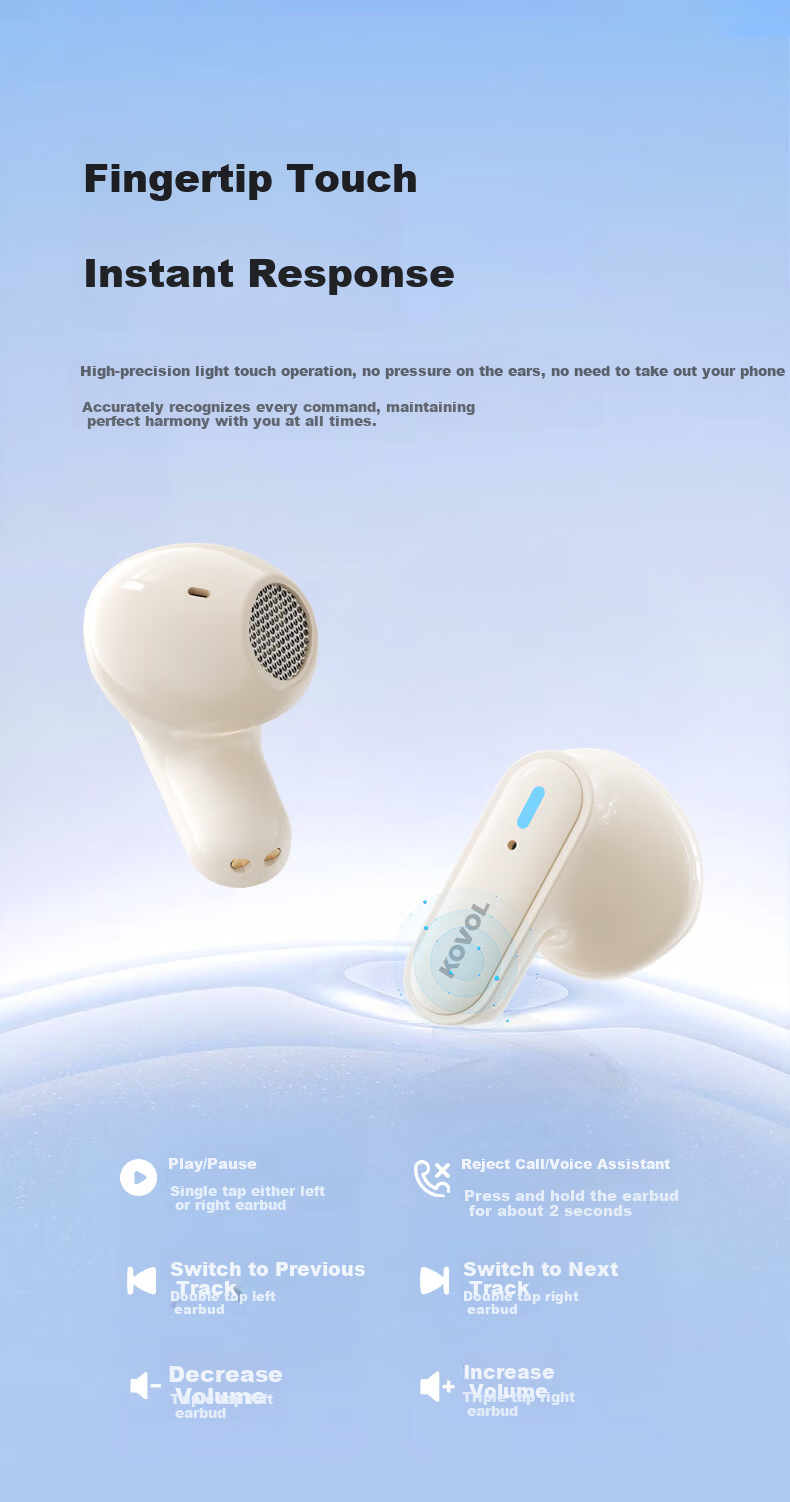 KOVL True Wireless Bluetooth Earphones, Semi-In Drop Design, Suitable for IPhone, Huawei, Honor, Vivo, Xiaomi, IQOO, Apple, OPPO, Sports Music Gaming Headset 12