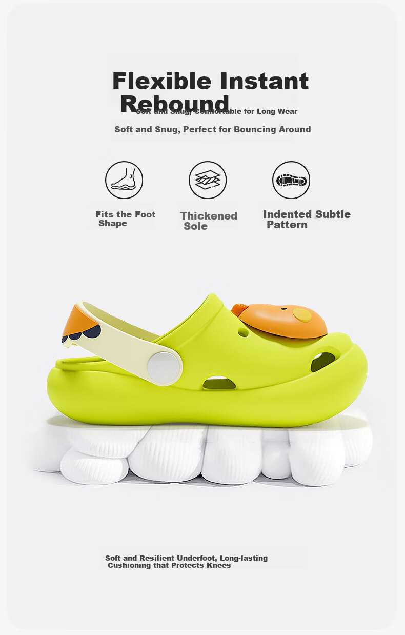 Pig Daddy Kids Summer Clog Shoes Boys Indoor Non-Slip Soft Sole Cartoon Toddler Sandals Khaki Size 18 7