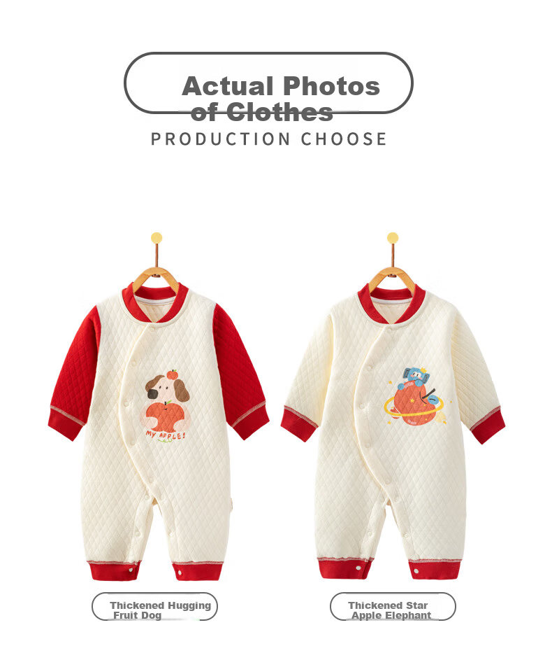 Banjvall Baby Spring Autumn Cotton-Padded Romper Warm Jumpsuit Pajamas Size 66 11