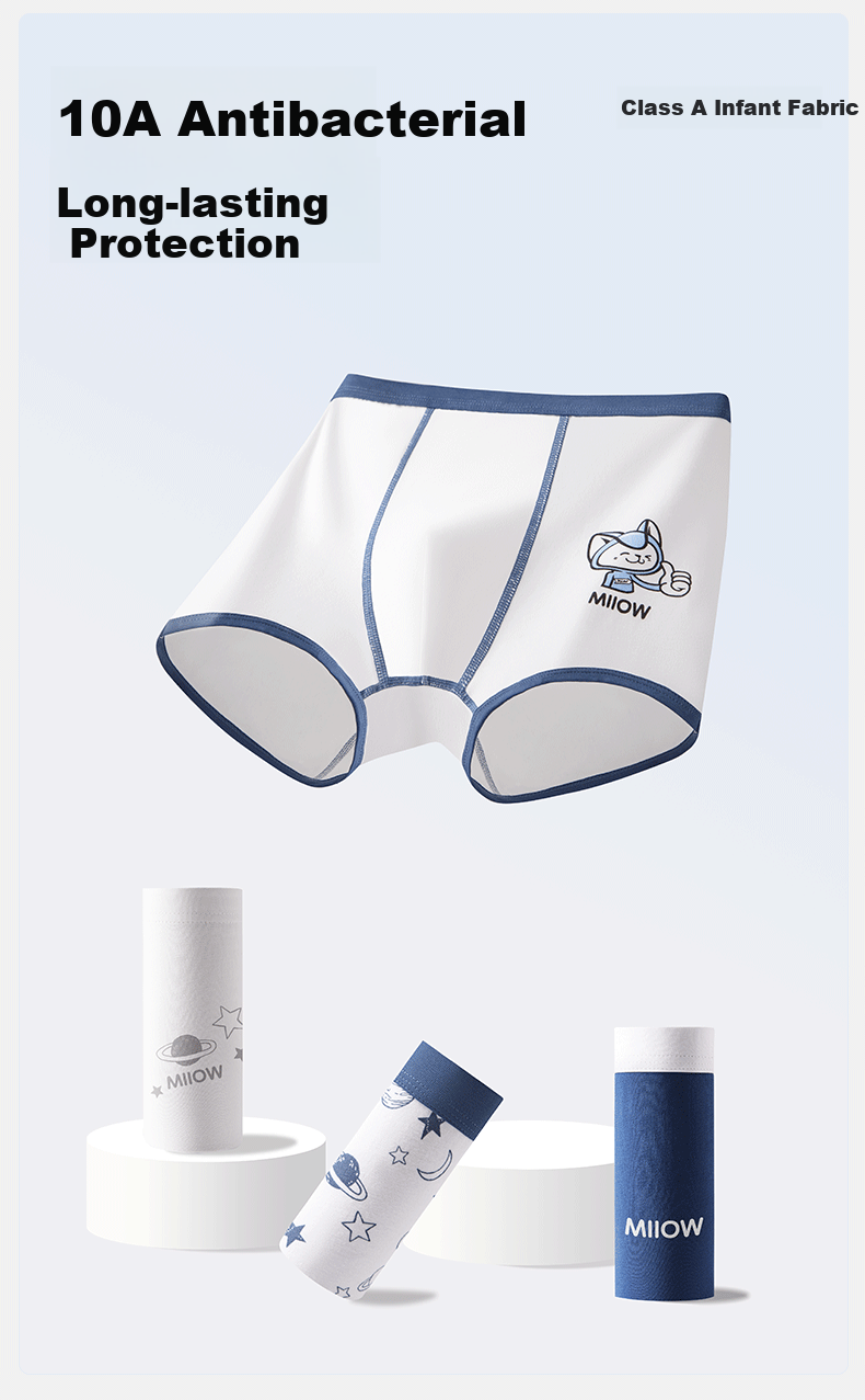 Miiow Children's Cotton Boys' Underwear A-Class 3-12 Years Boys' Boxer Briefs Comfortable No Pinch 3