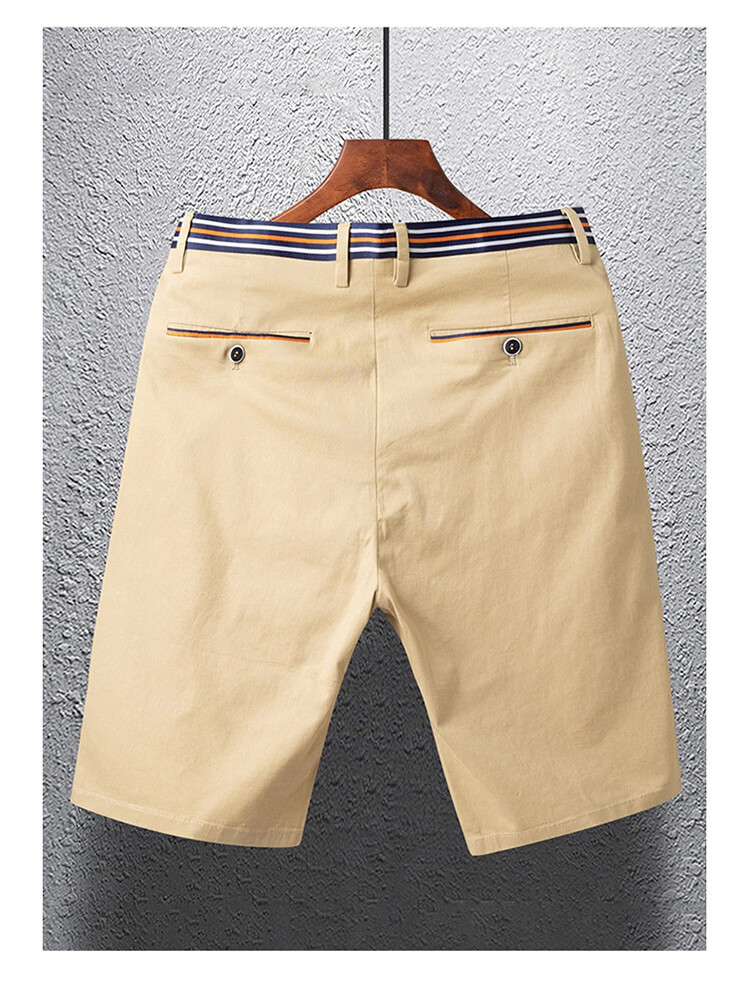 Pierre Cardin Men's Summer Casual Straight-Leg Loose Cotton Stretch Shorts Khaki Size 36 14
