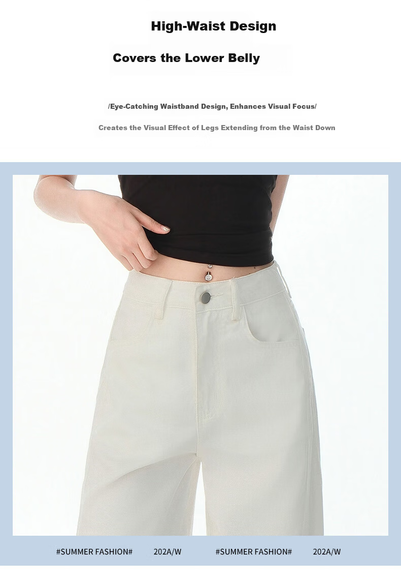 Boruilai Lyocell Tencel Wide-Leg Jeans for Women Spring Summer White Pants 2026 New High-Waist Straight-Leg Trousers 3