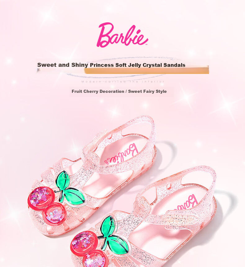 Barbie Kids Summer Sandals Girls Closed-Toe Jelly Shoes Toddler Crystal Sandals DA5938 Pink Size 29 1