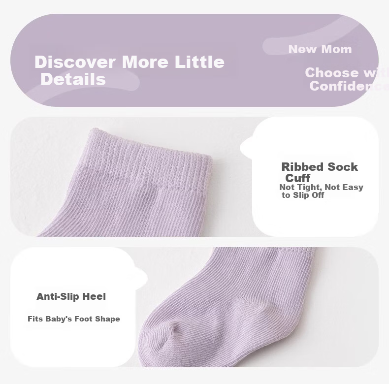 Koala Bibi Newborn Seamless Baby Socks Soft Fit Multicolor [Zero Sensation Adhesive Socks] 3 Pairs 8