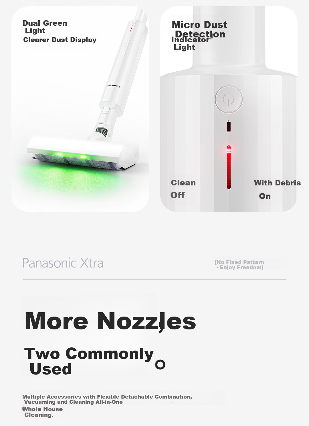 Panasonic Xtra Zero Zero Cordless Vacuum Cleaner Automatic Dust Collection Home Powerful Handheld Green Light Dust Detection Pet Hair Removal MC-KAX1W [60 Days No Trash Emptying] 17