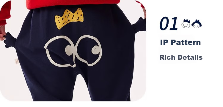 Allo&lugh Kids Knit Cartoon Casual Fleece-lined Long Pants Navy Blue Size 100 17