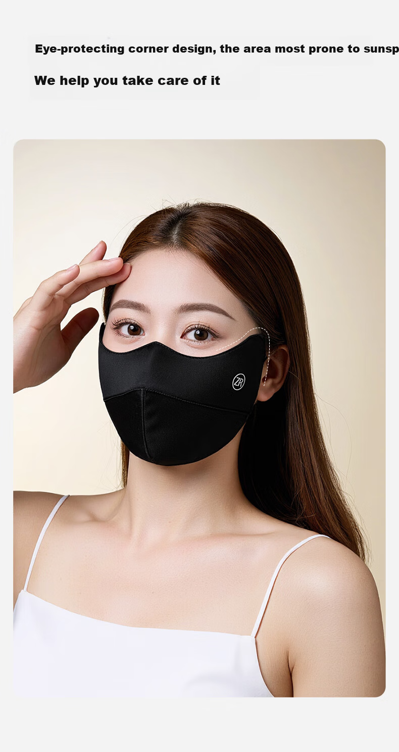 Zhur Pure Silk Mask Mulberry Silk 3D Breathable Women's Sun Protection Mask Summer UV Protection Stylish Mask 12