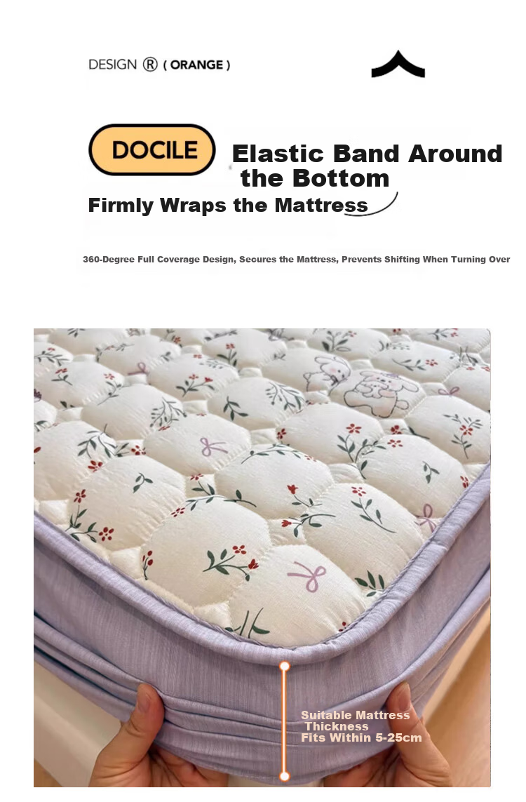 MUJI A-Class 100% Cotton Quilted Fitted Sheet Single Piece Pure Cotton Mattress Protector Cover 1.8x2m Bed 10