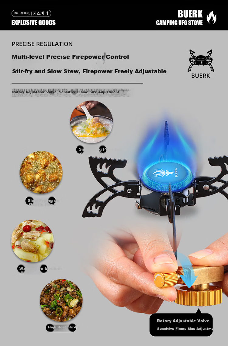 BUERK 2025 New Split Cartridge Stove Head High-Power Explosion-Proof Outdoor Gas Stove 20kW 7