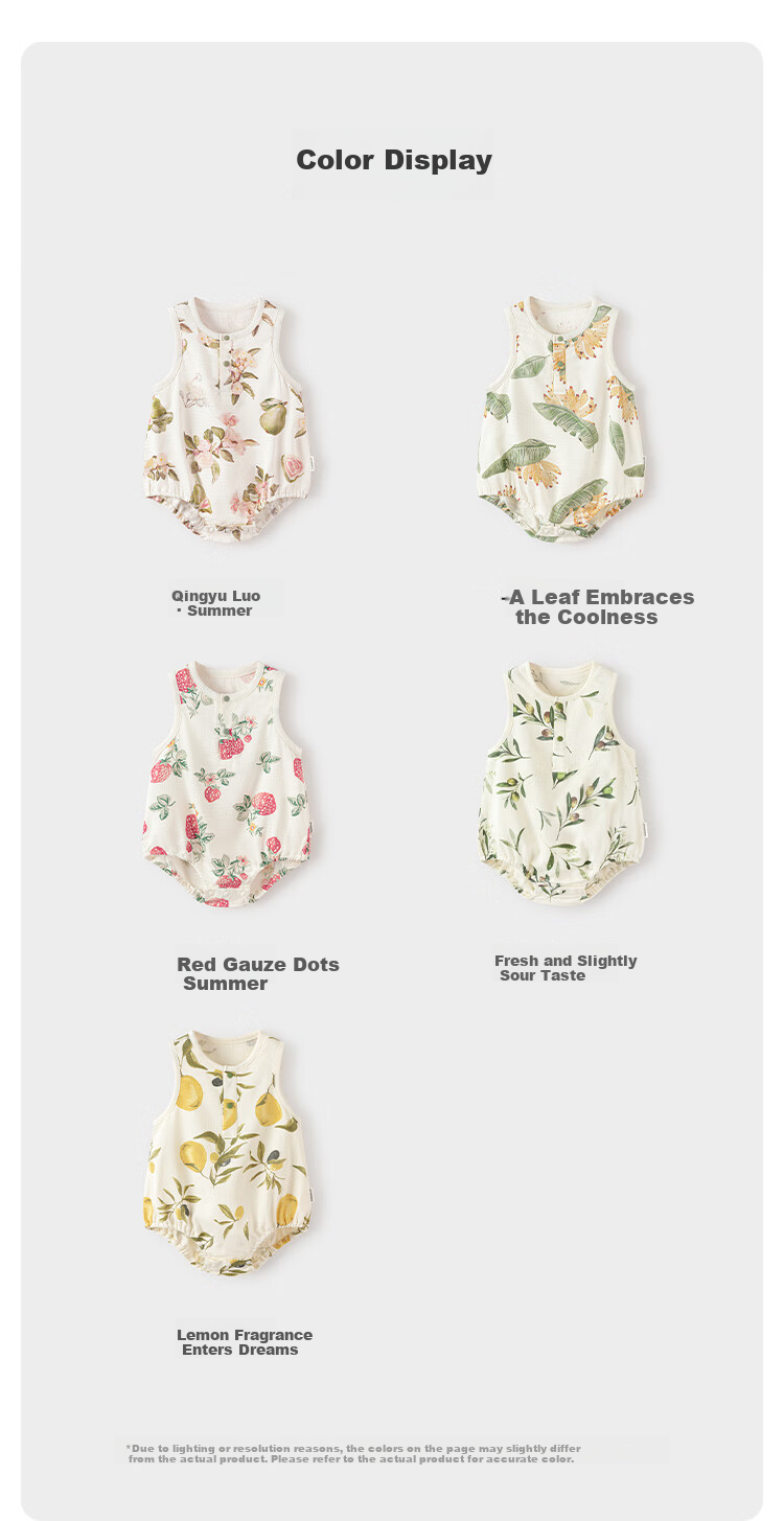 Babylove Bobo Fruit Tea Baby Romper Summer Thin Bamboo Cotton Camellia Breathable Sleeveless Triangle Jumpsuit 11