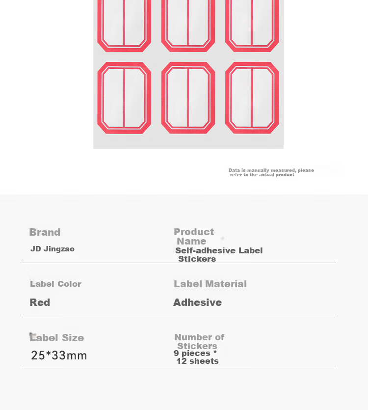 JD Jingdong Jingzao 1080pcs 25mm×33mm Label Stickers Self-adhesive Sticky Notes Classification Labels Blue Frame JD4015 1
