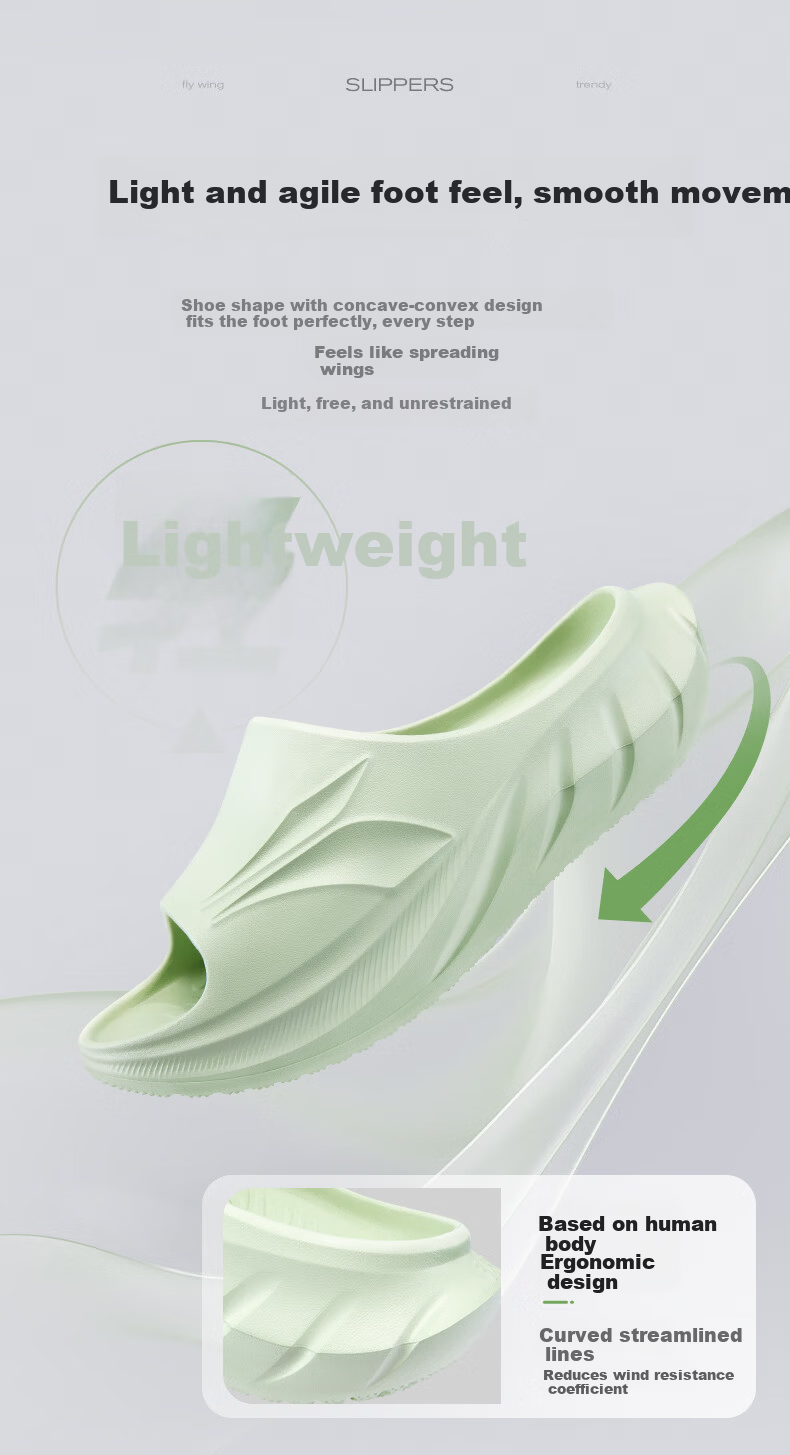 361° Feiyu Men's Slippers 2026 New Sports Recovery Thick Sole Cushioned EVA Outdoor Non-Slip Beach Sandals 6