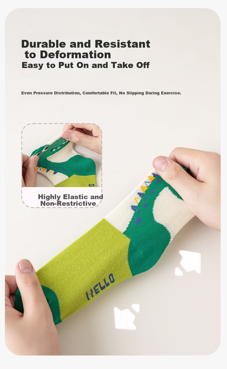MiiOW Kids Non-Slip Anti-Cold Cotton Autumn Winter Boys Floor Socks Cartoon Green Dinosaur Sports Indoor Baby Socks 8