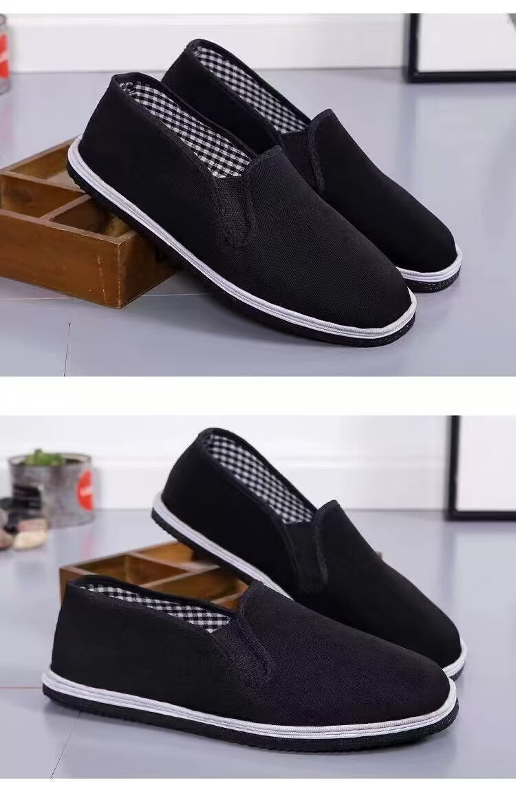 BAIGE Old Beijing Cloth Shoes Thousand-Layer Rubber Sole Labor Protection Shoes Black Handmade Slip-Resistant Breathable Slip-On Factory Logistics Workshop Work Shoes [Black] Comfortable Breathable Si 7