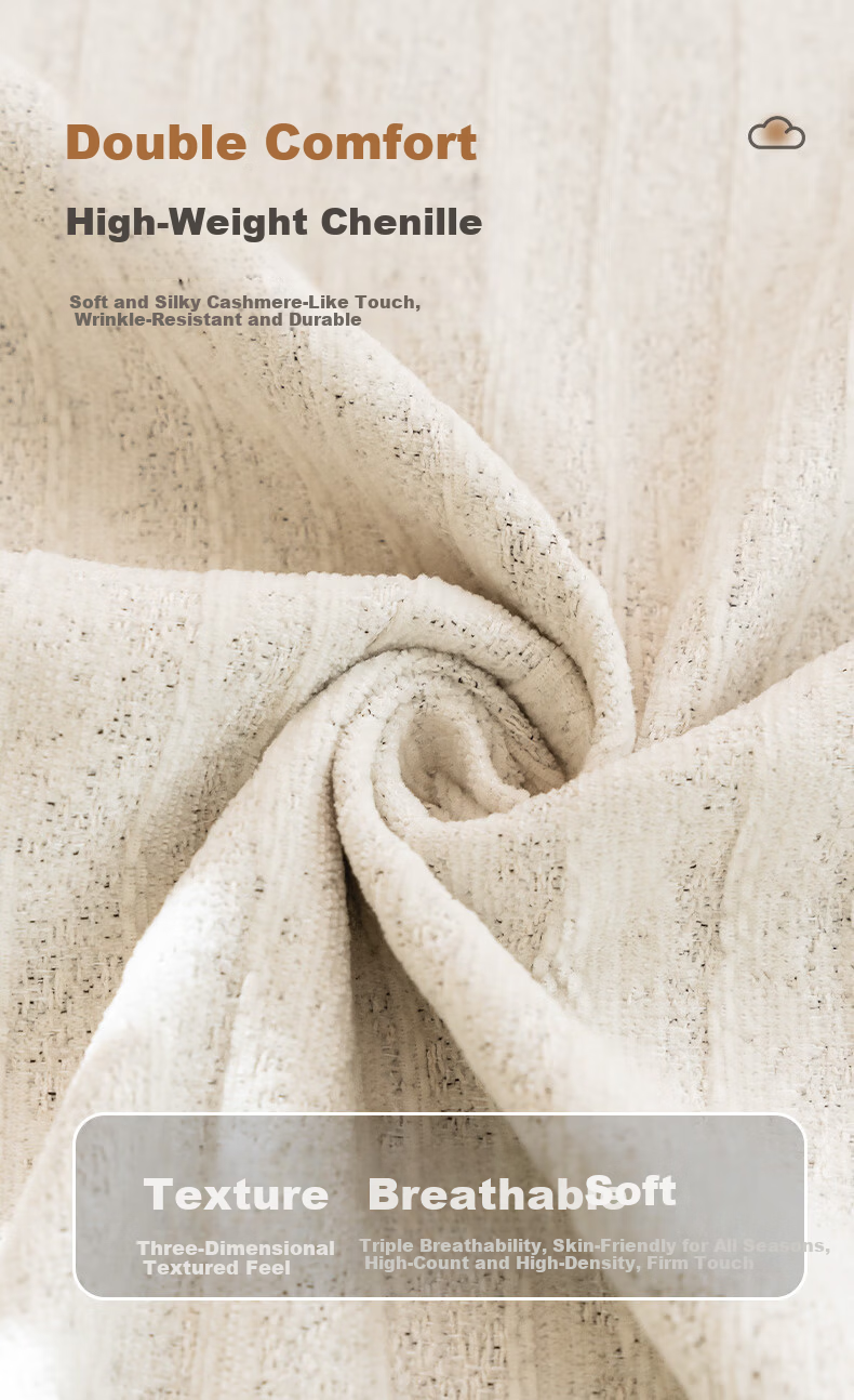 MUJI Premium Sofa Cover All-Season Sofa Throw Full Cover Blanket Cream White 180x380cm 3
