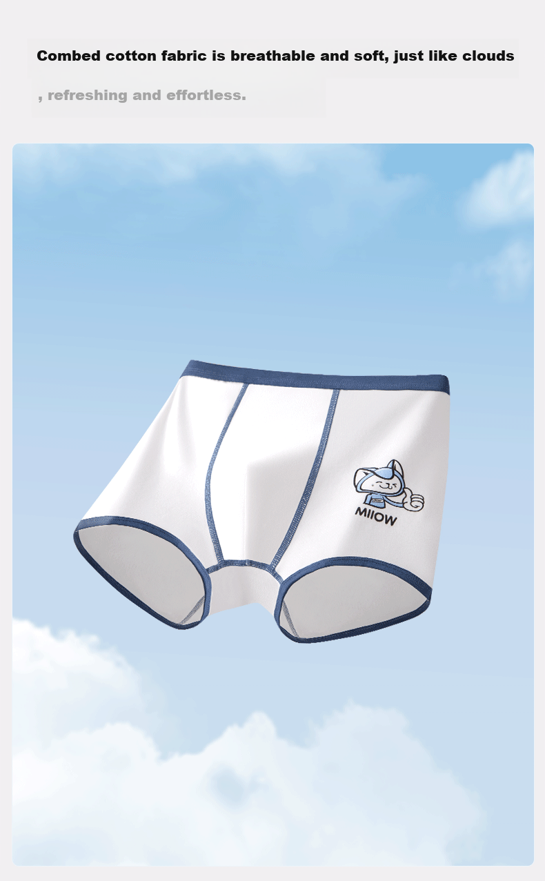 Miiow Children's Cotton Boys' Underwear A-Class 3-12 Years Boys' Boxer Briefs Comfortable No Pinch 8