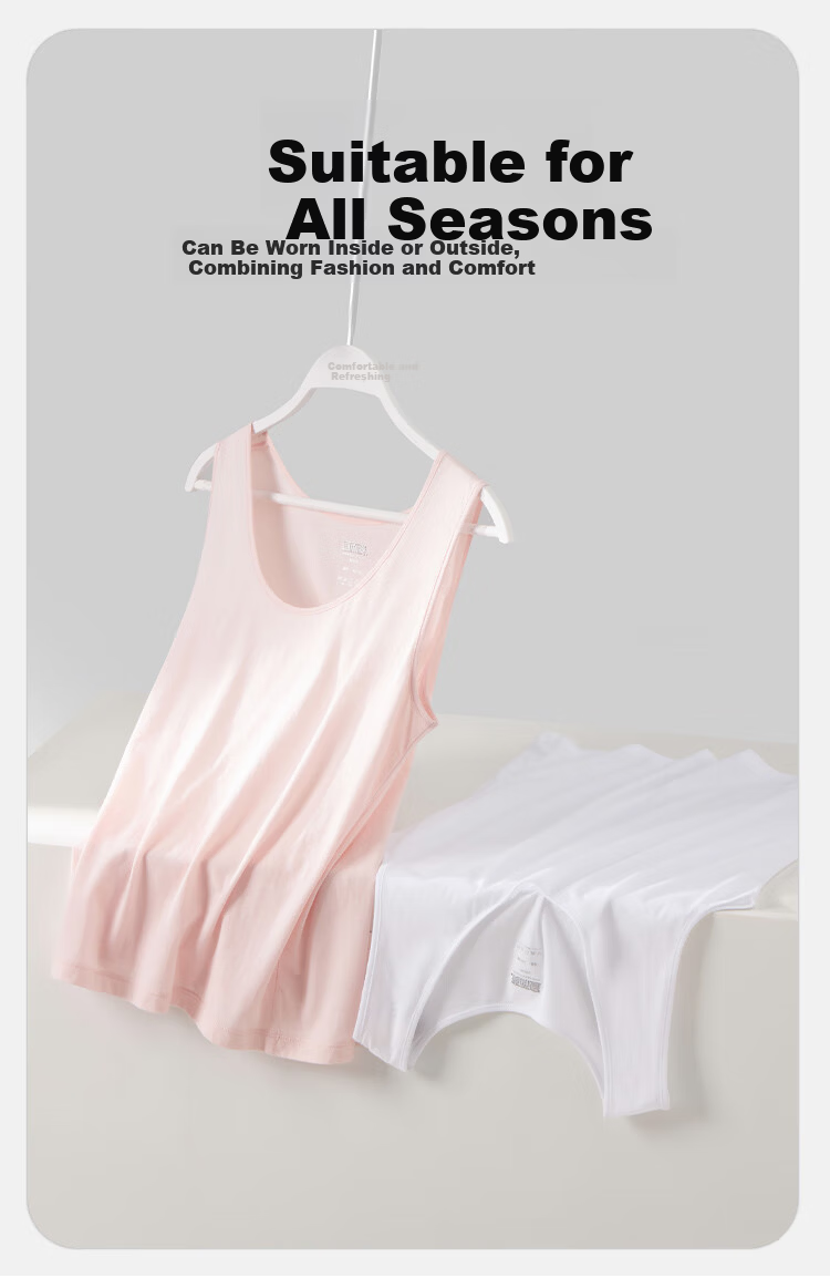Yiershuang 60s Long Staple Cotton 100% Pure Cotton Women's Vest Round Neck Stretch Narrow Shoulder Base Shirt Female 10