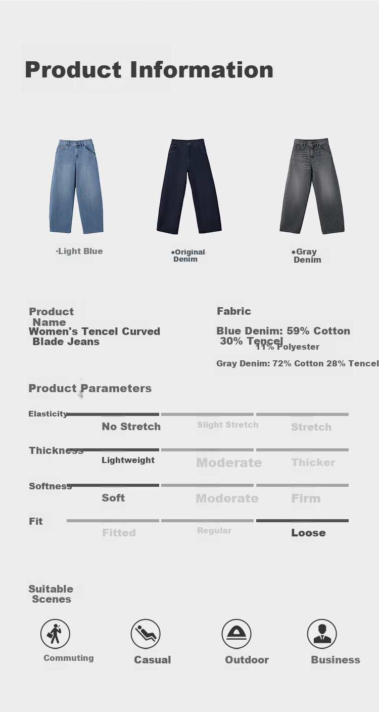JD Jingzao Tencel Curved Blade Women's Jeans Straight Casual Pants 2026 New Spring Autumn Light Blue 27 3