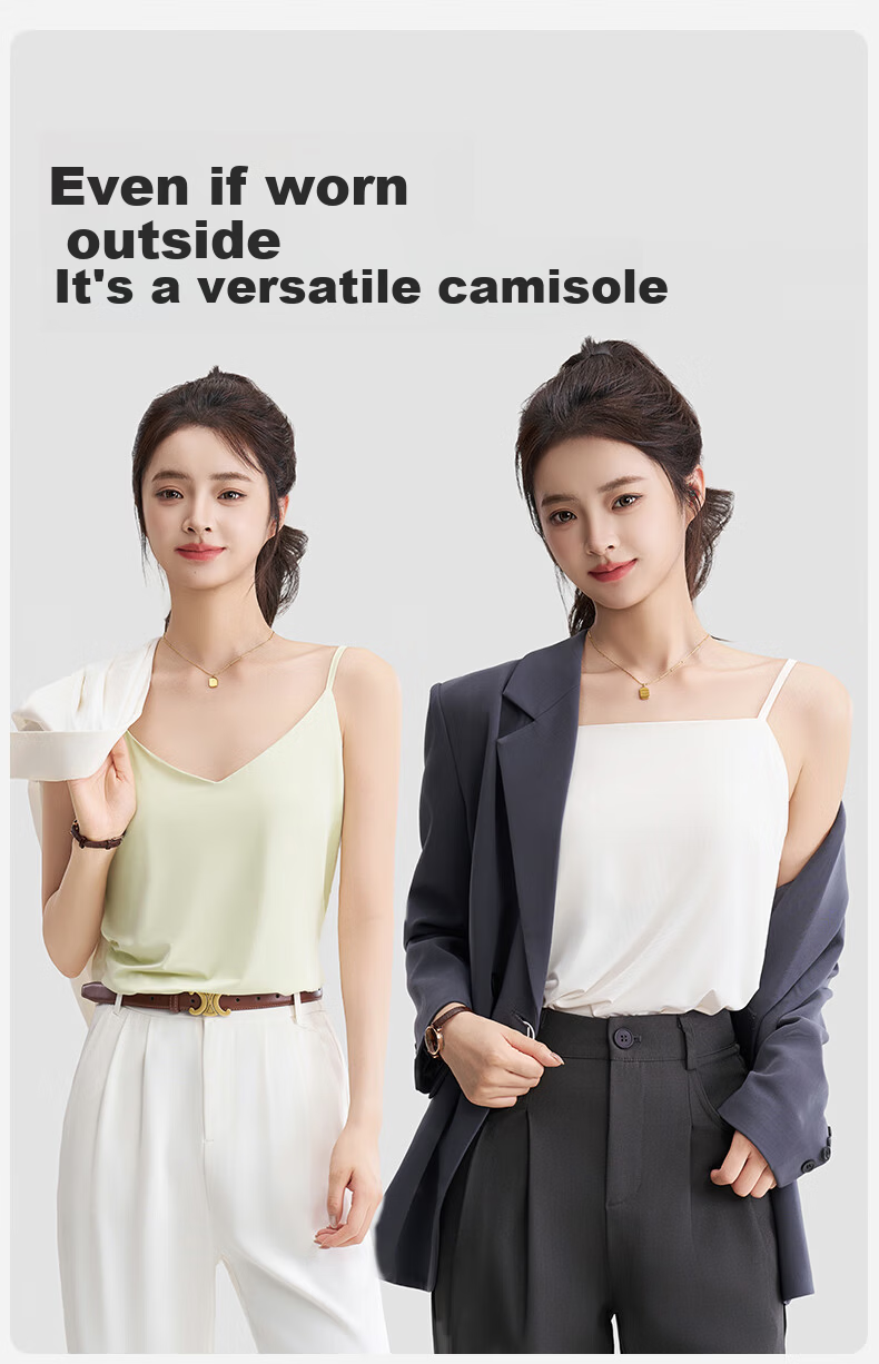 MiiOW Ice Silk Satin Women's Camisole Tank Top Sleeveless Sexy Back Summer Outerwear Versatile Blazer Shirt 7