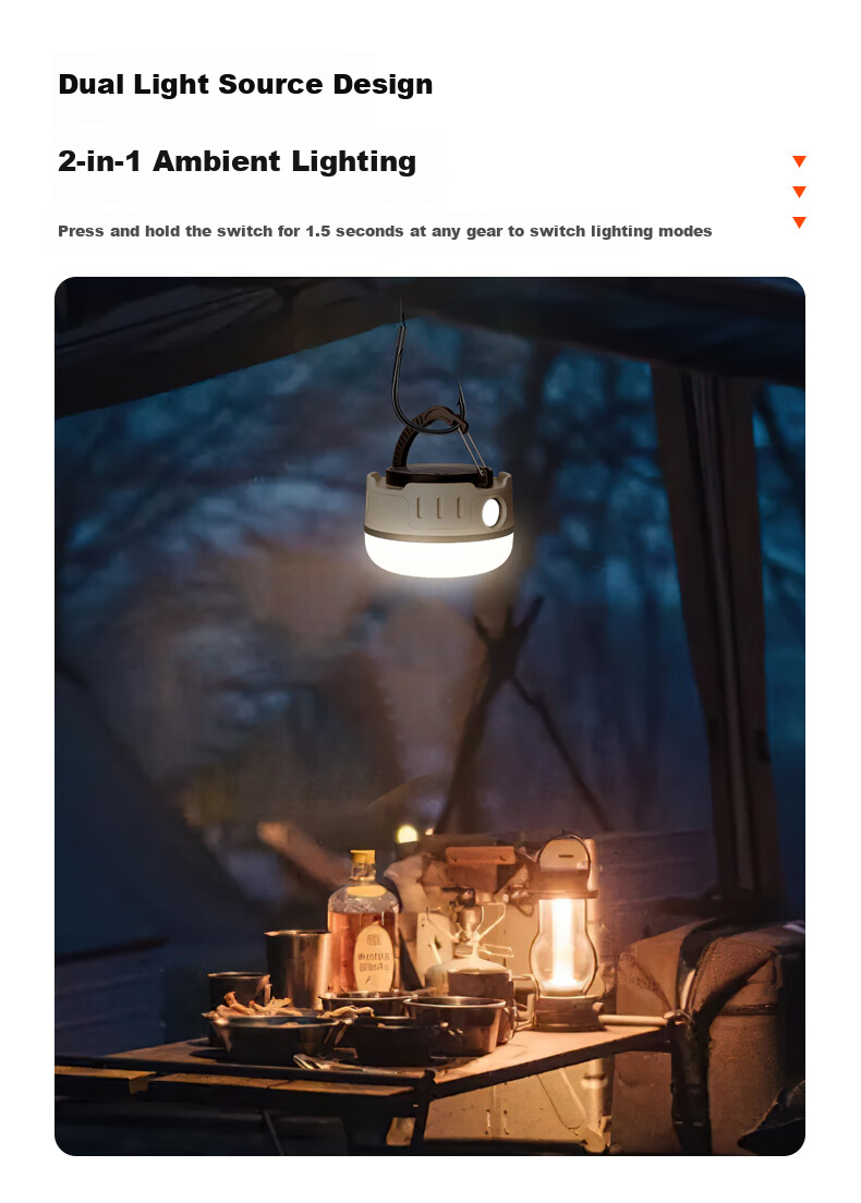 Xiaoyeren Solar Outdoor Camping Light Long-lasting Tent Atmosphere Yard Rechargeable Night Market Small Hanging Lamp 6
