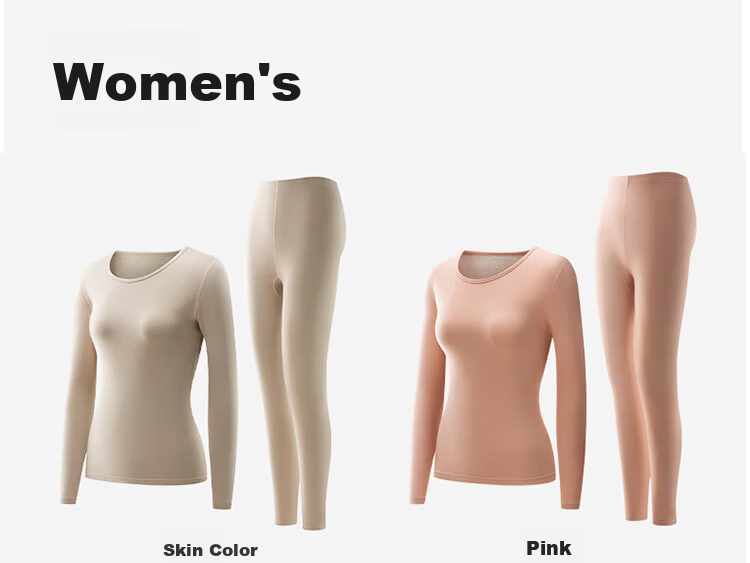 LangSha Men's Thermal Underwear Antibacterial Mite-Resistant Cashmere Silk Lightweight Crew Neck Double-Sided Fleece Autumn Top and Bottom Set 22