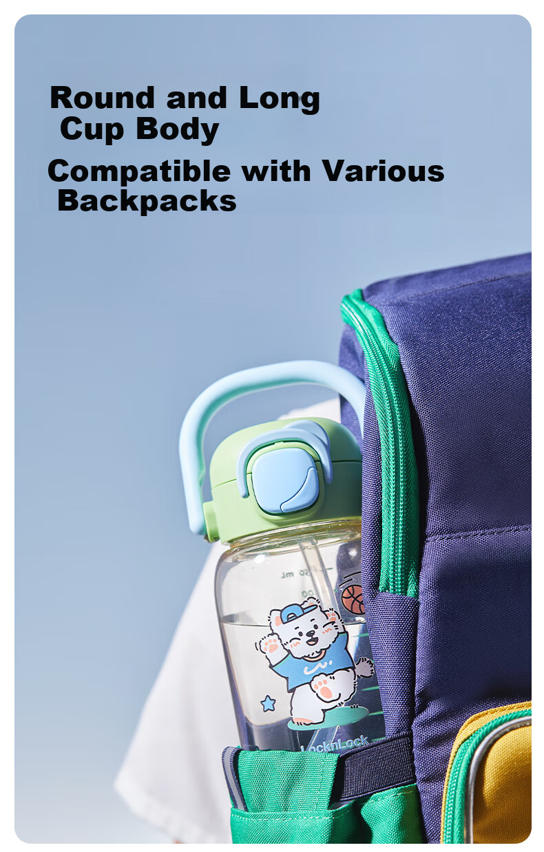 Lock&Lock Straw Cup Children's Water Bottle 3-6 Years Old Direct Drinking Cup Kindergarten Baby Drinking Cup PPSU Portable Outdoor Water Bottle 10
