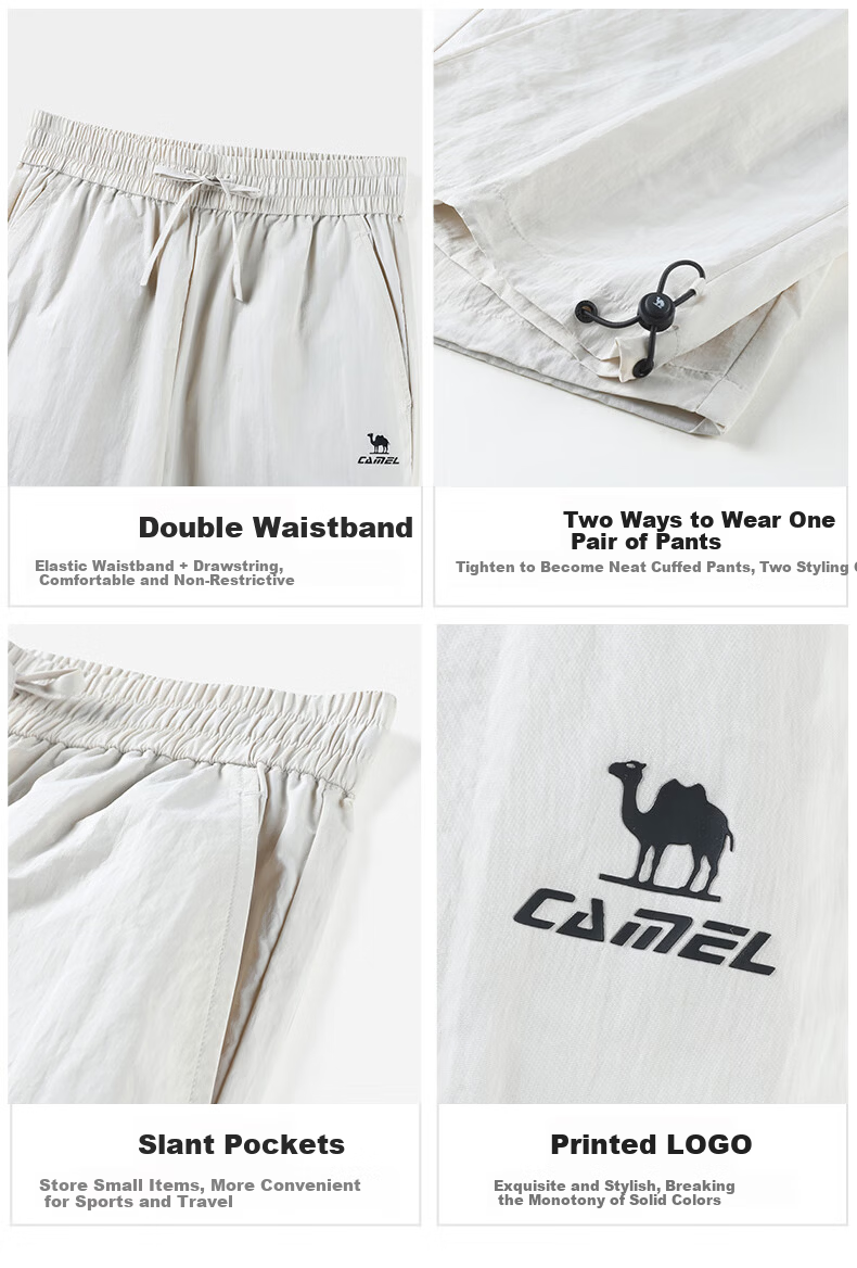 CAMEL Ice Cooling Roaming Sunscreen Women's Loose Wide-Leg Sports Pants C25BARLG057A Lavender Purple S 21