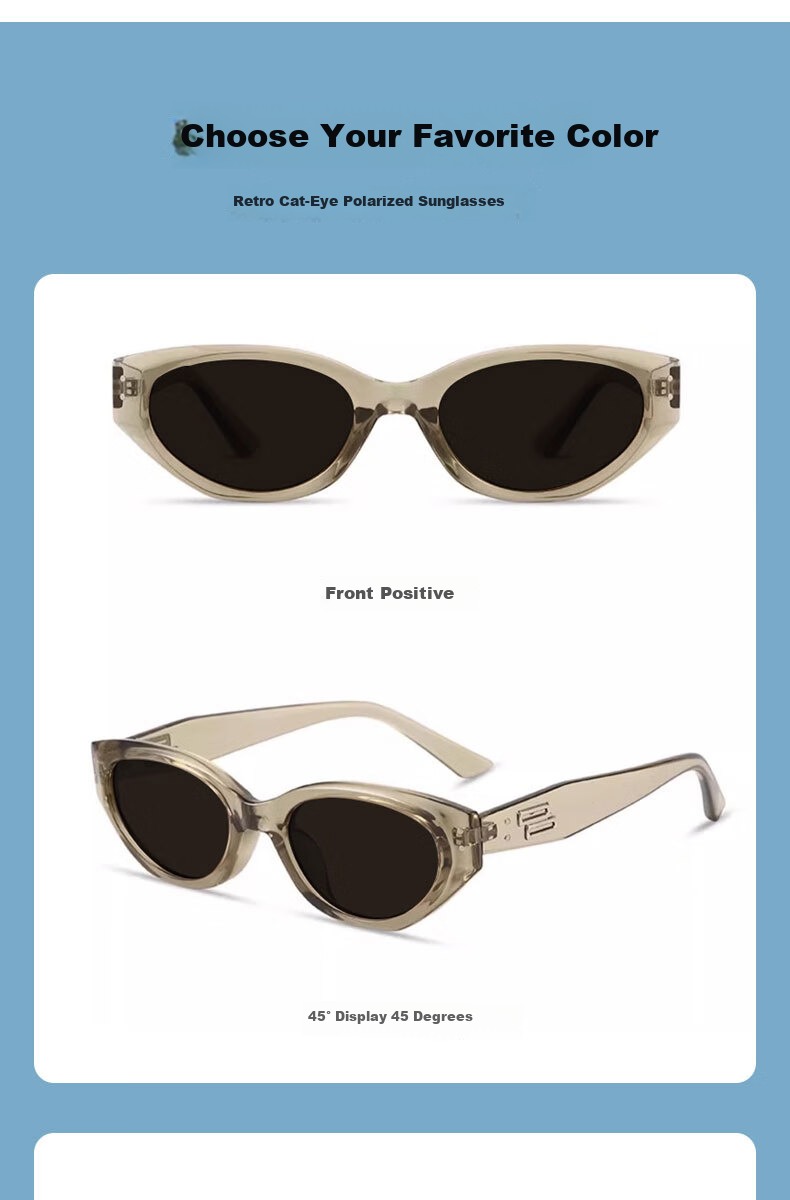 Kousu Cat Eye Sunglasses for Women 2026 New High-End Polarized UV Protection Square-Round Face Slimming Sunglasses 15