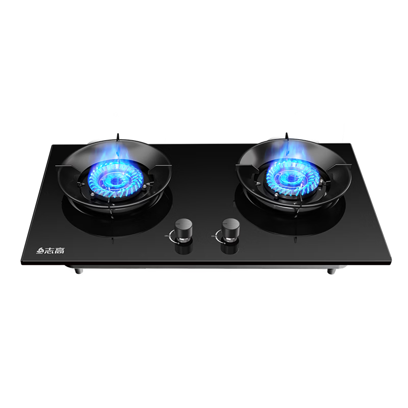 CHIGO Gas Stove with 15% Government Subsidy, Natural Gas Double Burner, 5.2kW High Flame Built-in Desktop Glass Panel Cooktop JZT-KN108