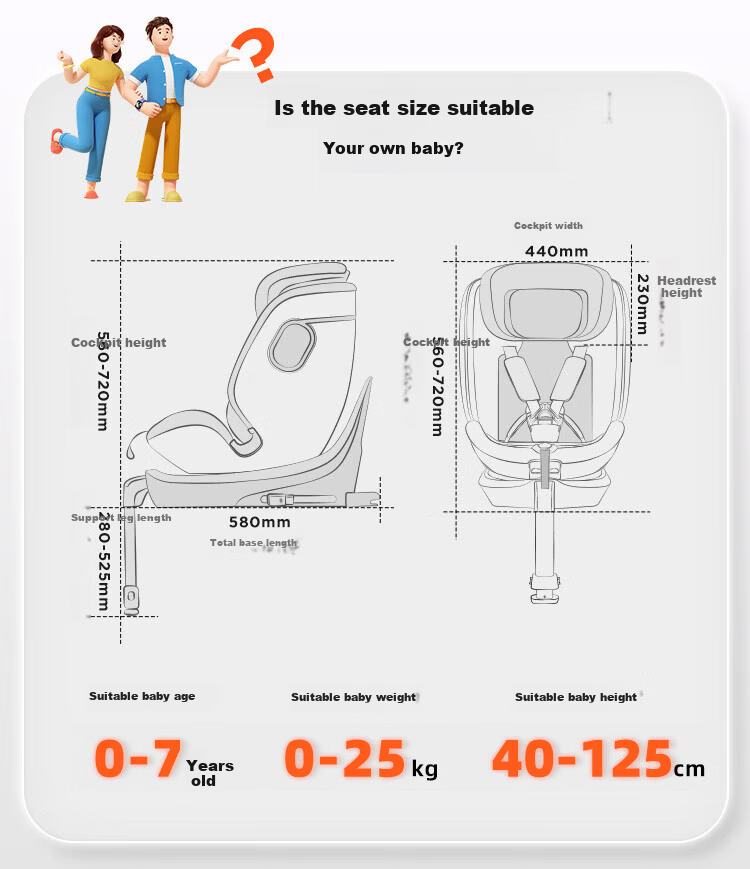 Buddy Buzzy Qiuzhi 2 New National Standard Child Safety Car Seat for Ages 0-8, In-Car Baby Chair with Reclining Function, I-Size, Iceberry Pink 1