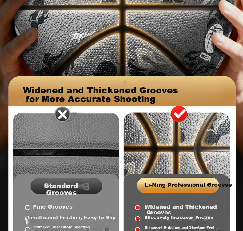 Li-Ning Basketball Adult Professional Outdoor Competition Size 7 for Children Ages 6-18 Junior High School Youth 9