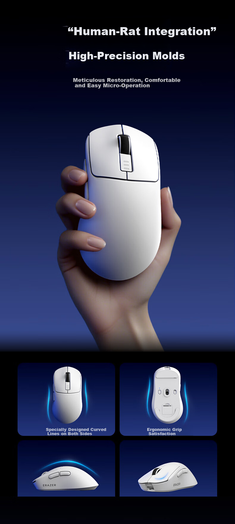 Lenovo Ecosystem Brand Yinen Wireless Mouse Dual-Mode 2.4G/Bluetooth Lightweight Rechargeable Plug and Play Frost White GT08 8