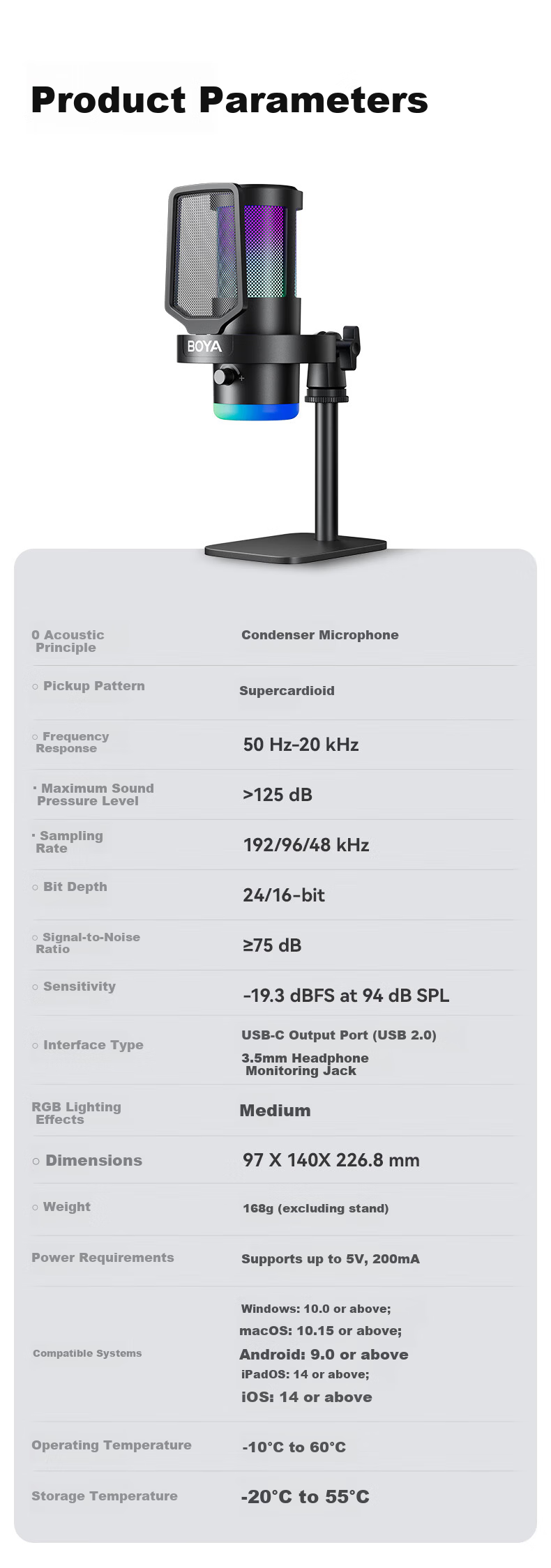 BOYA G30 Computer Live Streaming Microphone Gaming Condenser Desktop Microphone for K-Singing, Dubbing, Recording, Video Conferencing with Noise Reduction 10