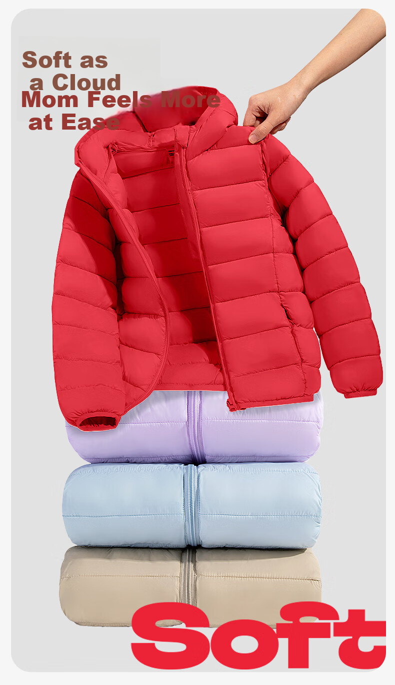 Baleno Kids Cotton Jacket 2025 Winter New Lightweight Hooded Cotton Coat for Boys and Girls Warm Inner Lining 3