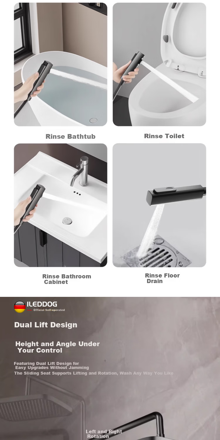 ILeddog [Germany] All-Copper Body Shower Set, Pressure-Boosting Overhead Adjustable Shower Head, Snowflake Spray Showerhead 11
