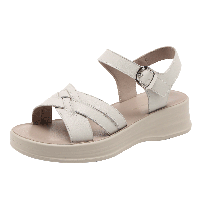 Red Dragonfly Women's Sandals New Commuter Thick Sole Casual Shoes Soft Sole Non-Slip Outdoor Beach Shoes WTK265041 Off-White Size 39