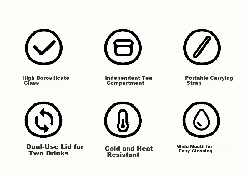 BABLOV Huaban Sen Glass Cup 500ml Water Bottle Female Student Straw Cup High Borosilicate Tea Water Separation Heat Resistant Cup 4