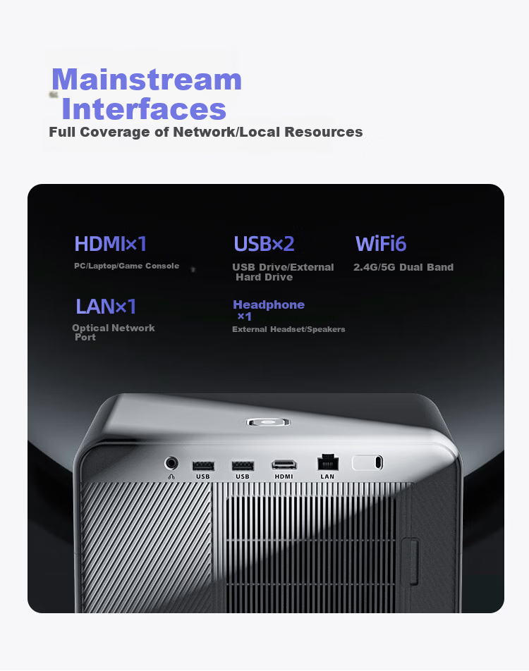 AOC Free 3 All-in-One PTZ Projector Home HD Home Theater Student Dorm Bedroom Wireless Mobile Screen Mirroring Compact Portable Smart Mini Projector 16