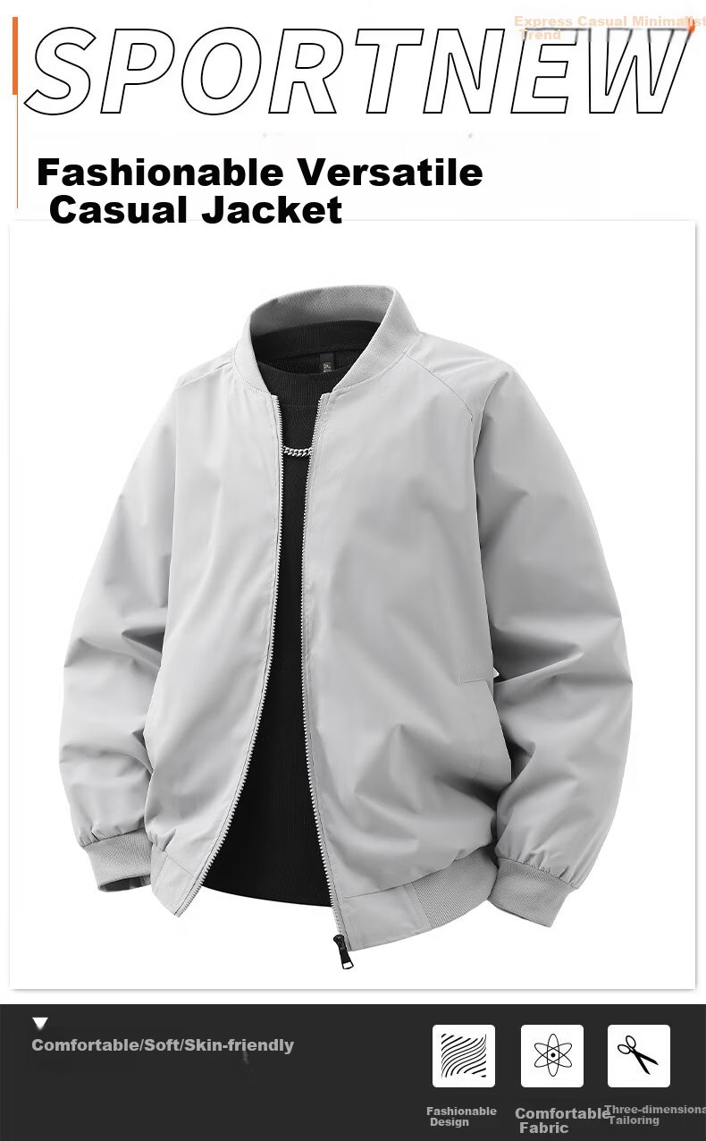 Jeanswest Men's Spring and Autumn Casual Sports Comfortable Loose Jacket Trendy Baseball Collar Outerwear 2