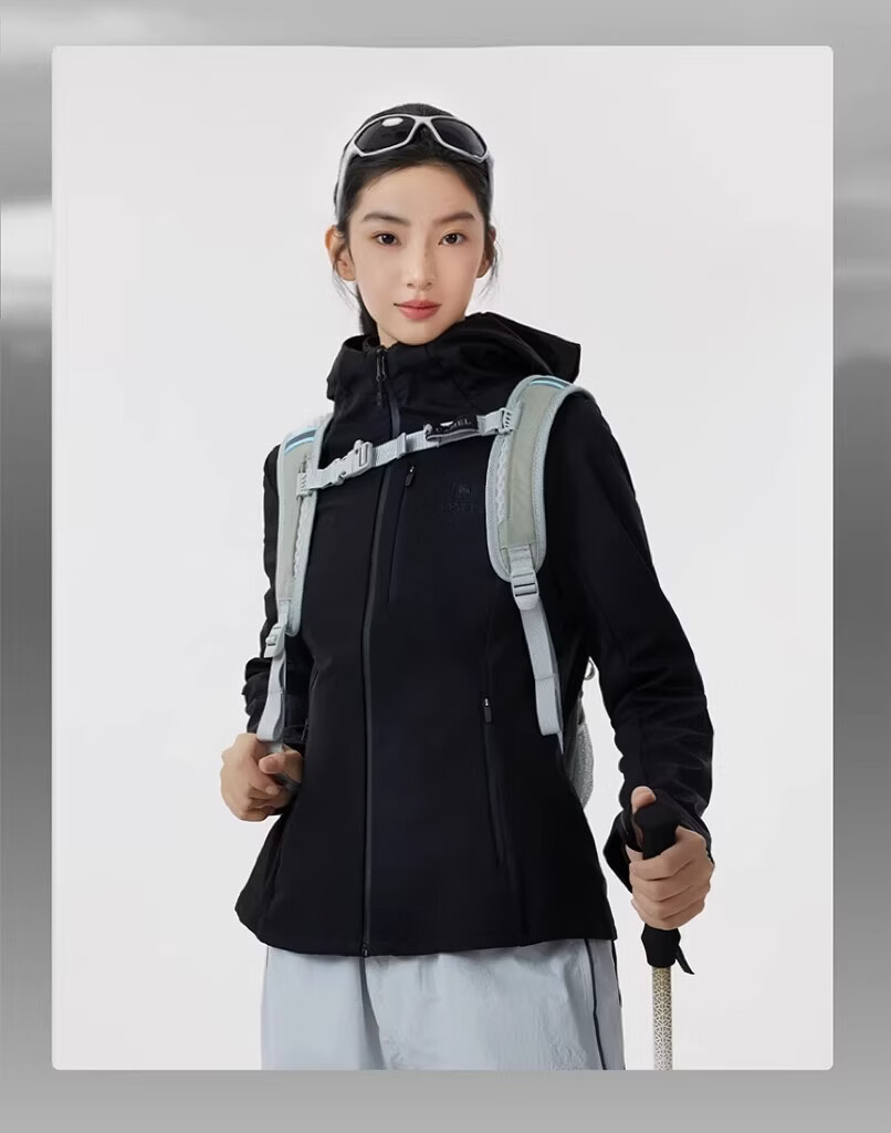 Camel [Dilireba Same Style] Women's Softshell Jacket Two-Piece Set Spring 2026 Windproof Waterproof Fleece Lined Warm Coat 15