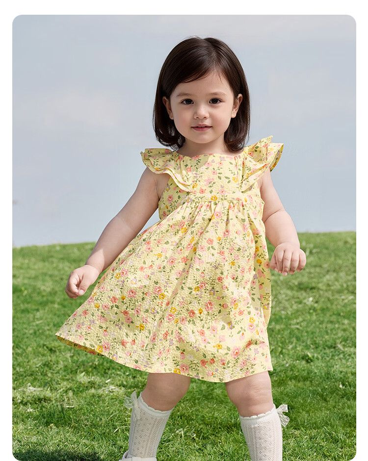 Balabala Girls Baby Dress Infant Dress 2026 Summer New Breathable French Style Floral Princess Dress 21