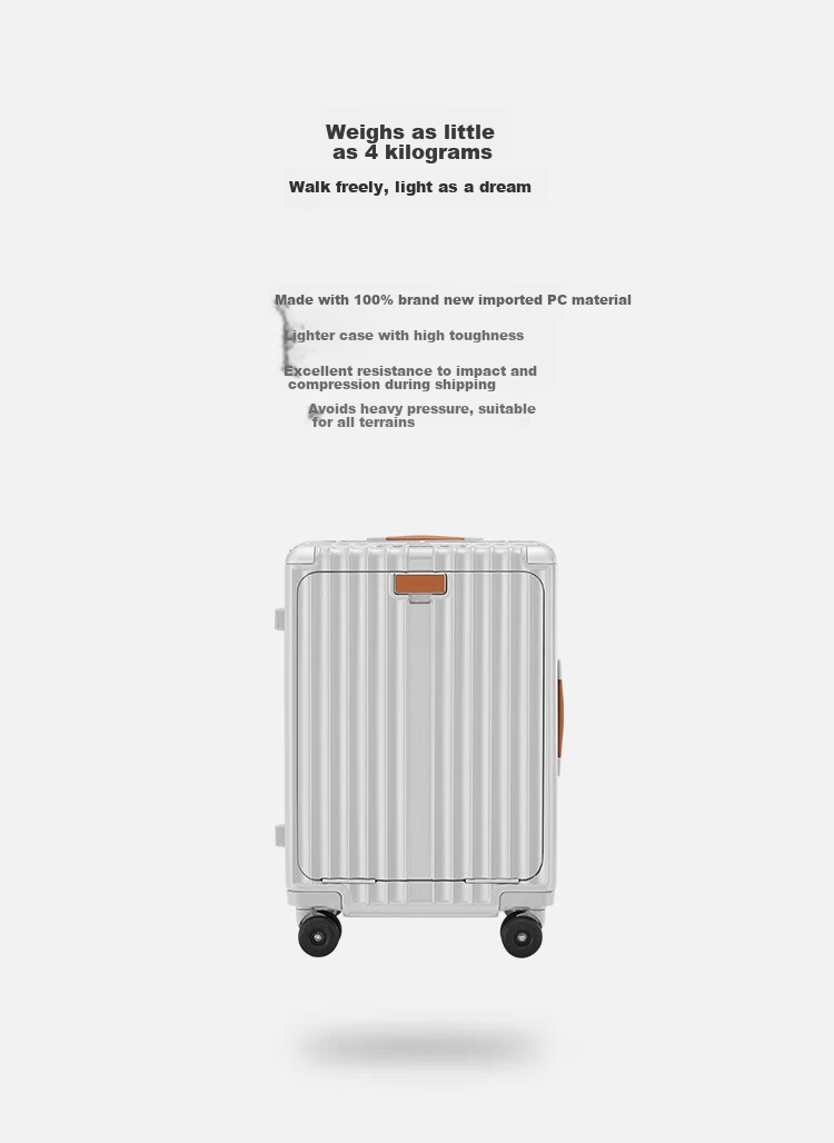 Dream Traveller Large Capacity Luggage Spinner Multifunctional Trolley Suitcase Side Opening Travel Bag 26 Inch Elephant Gray 16