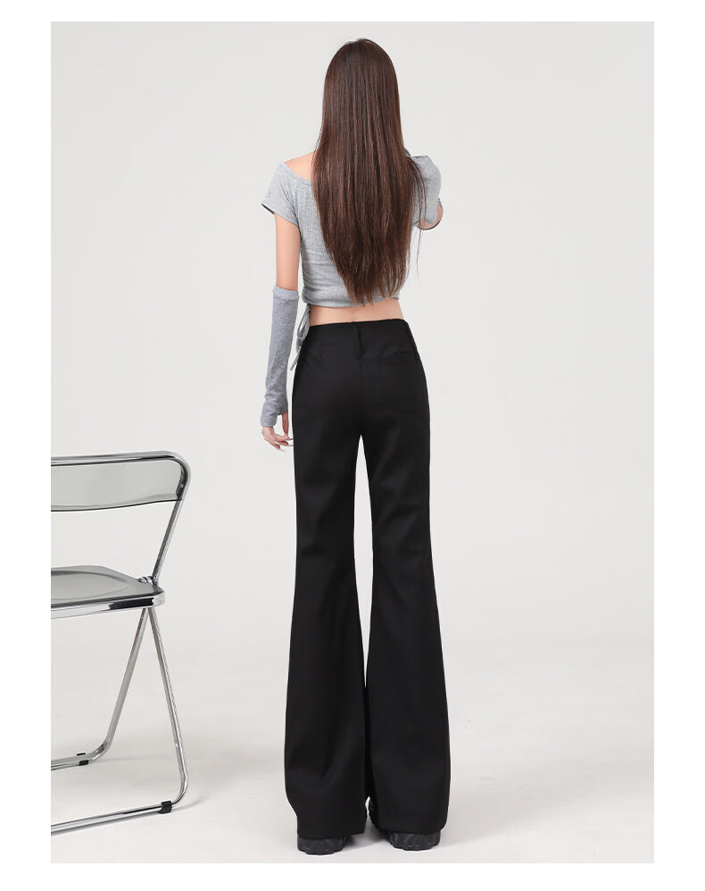 FitonTon Women's Suit Pants 2026 Spring Summer New American Retro Low Waist Slight Flare Slim Casual Wide Leg Pants 12