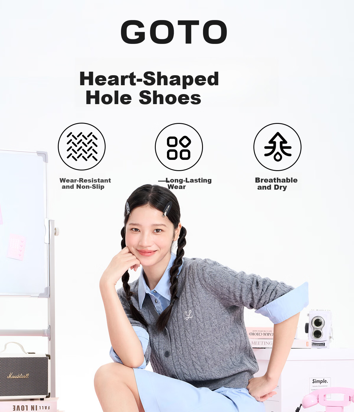 GOTO Women's Summer Peach Heart Hollow Sandals 6cm Height Increase Non-Slip Cloud Support Elastic Beach Slippers 1