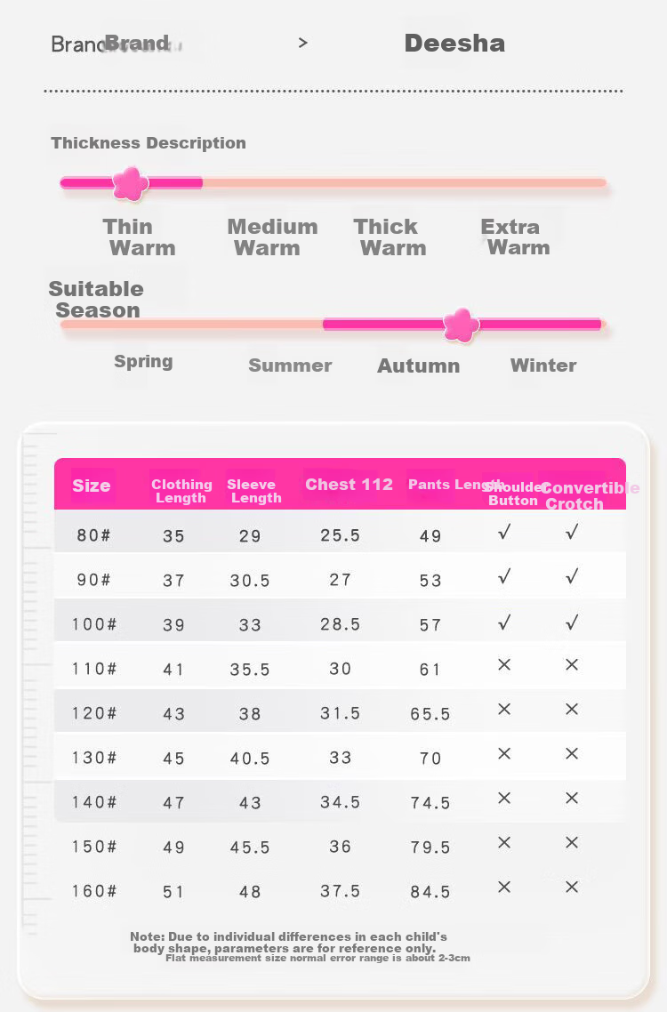 DEESHA Fleece-Lined Thickened Children's Thermal Underwear Set for Girls Autumn Base Layer Pajamas School Uniform Essential 8