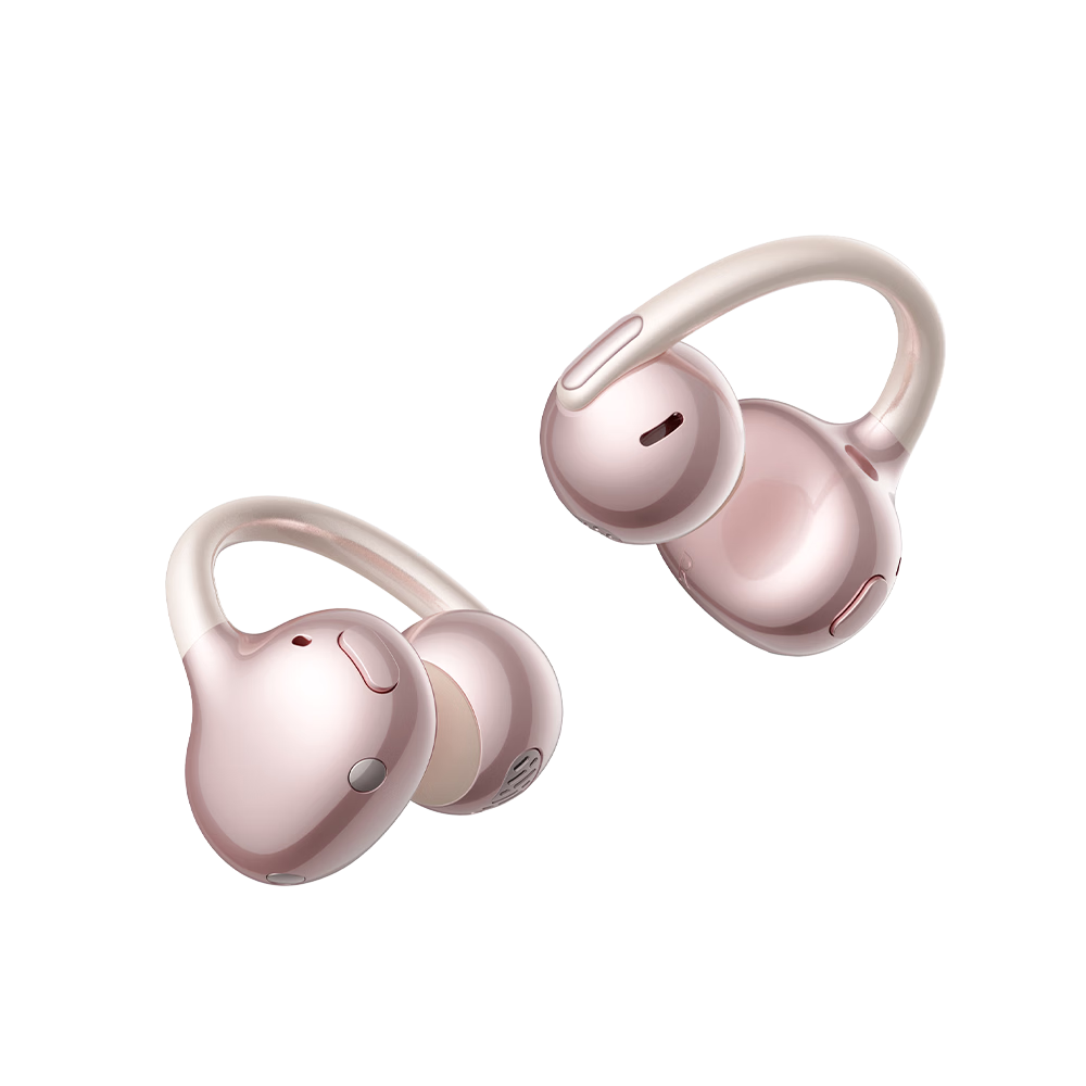 BASEUS [Latest Model 2026] MC2 S Comfortable Ear Clip Bluetooth Headphones, Open-Style Non-In Sports Call Noise Reduction AI Translation Long Battery Life Rose Gold